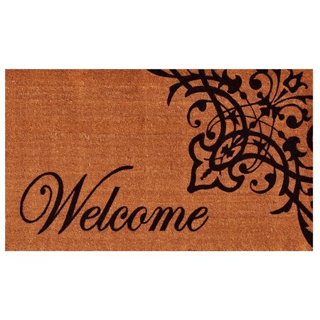 Configuracion 17 x 29 in. Scroll Welcome Rectangular Doormat Natural & Black CO3360061